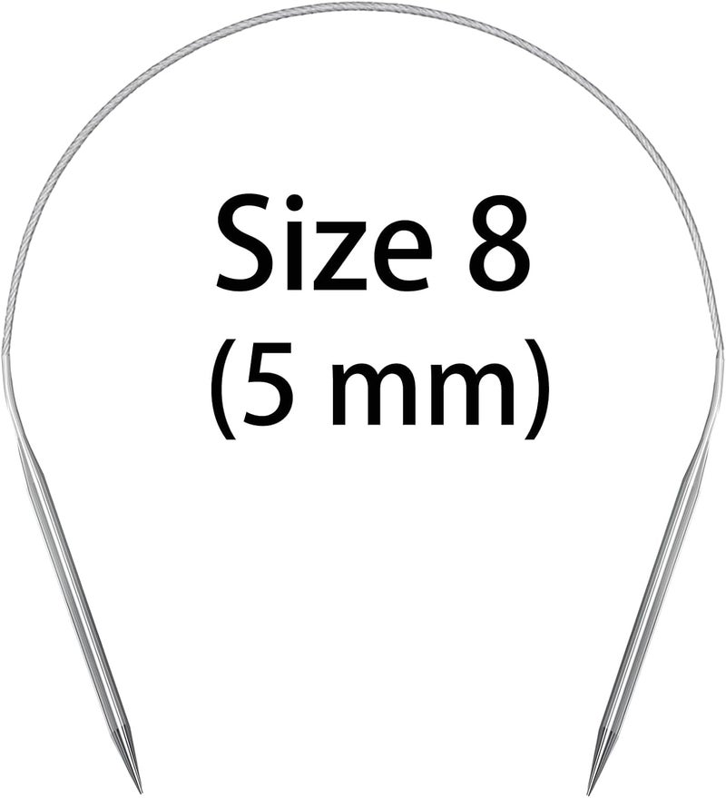 Aolfior Stainless Steel Circular Knitting Needles Size 8 16 Inch 5 mm Set Round Metal (Silver, 16 inch-8-(5mm)) Suitable for Beginners and Experienced Knitters Alike. - Image 3